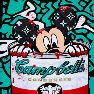 Malerei mit dem Titel "Mickey Pop Art" von Eklektik Art, Original-Kunstwerk, Acryl Auf Keilrahmen aus Holz montiert