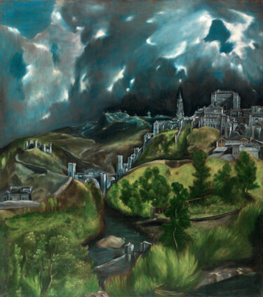 Painting titled "View of Toledo" by El Greco, Original Artwork, Oil
