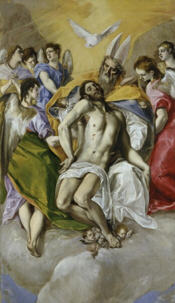 Malerei mit dem Titel "La Sainte Trinité" von El Greco, Original-Kunstwerk, Öl