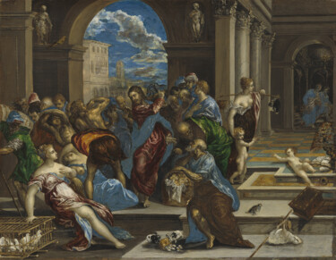 Peinture intitulée "Christ Cleansing th…" par El Greco, Œuvre d'art originale, Huile