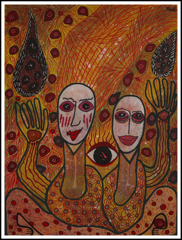 제목이 "Two sides"인 미술작품 El Mehdi Essolo로, 원작, 아크릴 나무 들것 프레임에 장착됨