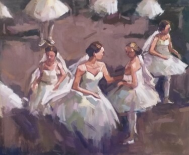 Картина под названием "Danseuses de ballet" - El Mostafa Belyasmine, Подлинное произведение искусства, Масло Установлен на Д…