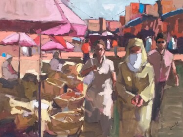 Peinture intitulée "Marrakech 2" par El Mostafa Belyasmine, Œuvre d'art originale, Huile