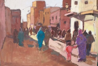 Painting titled "Ruelle Marrakech" by El Mostafa Belyasmine, Original Artwork, Oil