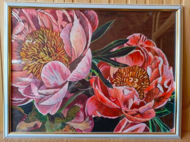 Картина под названием "Пионы" - Эльвира Мухаметдинова, Подлинное произведение искусства, Акрил Установлен на Деревянная рама…