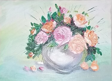 Pintura intitulada "Розы" por Elvira Sheremeteva, Obras de arte originais, Óleo