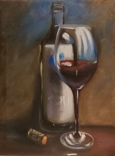 Peinture intitulée "Бокал с вином" par Elvira Sheremeteva, Œuvre d'art originale, Huile