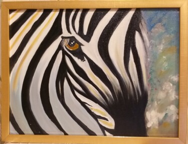 Peinture intitulée "Золотая зебра" par Elvira Sheremeteva, Œuvre d'art originale, Huile