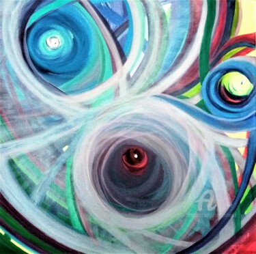 Painting titled "" Connections cosmi…" by Ela Couturier, Original Artwork, Acrylic Mounted on Wood Stretcher frame