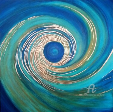 Painting titled "" Vers la Terre "" by Ela Couturier, Original Artwork, Acrylic Mounted on Wood Stretcher frame