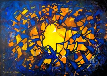 Peinture intitulée "" Vitrail bleu "" par Ela Couturier, Œuvre d'art originale, Acrylique
