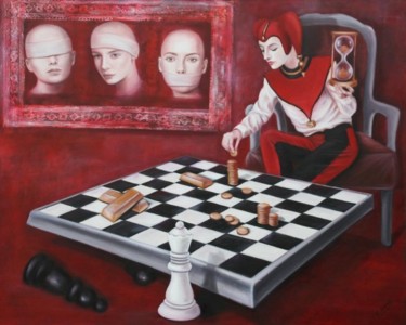 Malerei mit dem Titel "Die Sinne im Machts…" von Ela Nowak, Original-Kunstwerk, Öl
