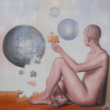 Malerei mit dem Titel "Puzzle" von Ela Nowak, Original-Kunstwerk, Öl