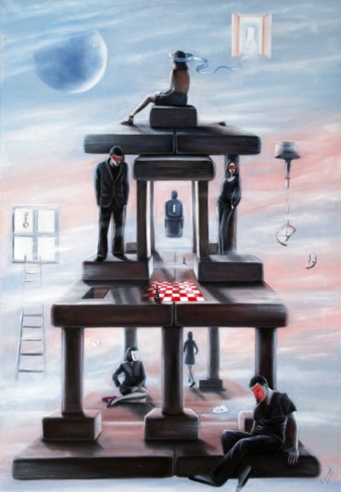 Painting titled "Möchtest Du mitspie…" by Ela Nowak, Original Artwork, Oil