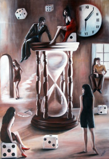 Malerei mit dem Titel "Sanduhr" von Ela Nowak, Original-Kunstwerk, Öl