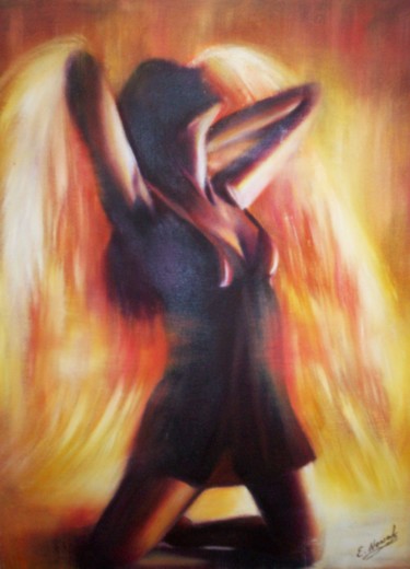 Painting titled "Feuerengel 3" by Ela Nowak, Original Artwork, Oil