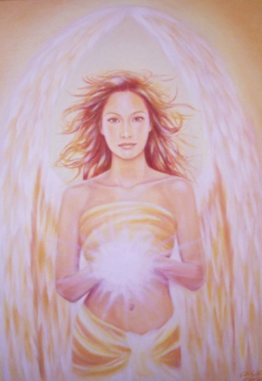 Malerei mit dem Titel "Engel des Lichts" von Ela Nowak, Original-Kunstwerk, Öl