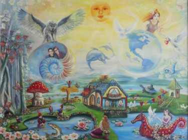 Malerei mit dem Titel "Phantasialand" von Ela Nowak, Original-Kunstwerk, Öl