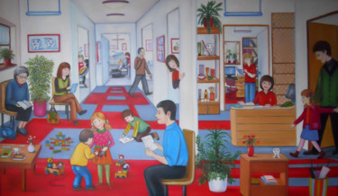 Painting titled "Zahnarzt Wartezimmer" by Ela Nowak, Original Artwork, Oil