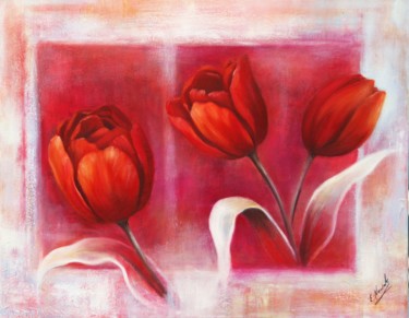 Malerei mit dem Titel "Tulpen-1" von Ela Nowak, Original-Kunstwerk, Öl