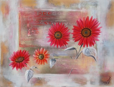 Malerei mit dem Titel "Blumen" von Ela Nowak, Original-Kunstwerk, Öl