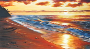 Malerei mit dem Titel "Sonnenuntergang" von Ela Nowak, Original-Kunstwerk, Öl