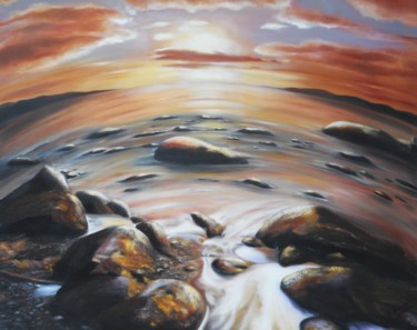 Malerei mit dem Titel "Sonnenuntergang 2" von Ela Nowak, Original-Kunstwerk, Öl