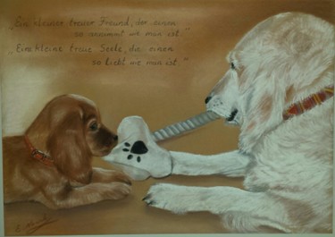 Drawing titled "Freundschaft" by Ela Nowak, Original Artwork, Pastel