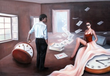 Malerei mit dem Titel "Die Zeit-läuft" von Ela Nowak, Original-Kunstwerk, Öl