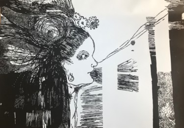 Krzyk Gravures & estampes intitulée "Krzyk" par Elżbieta Helena Pawłowska, Œuvre d'art originale, Linogravures