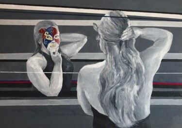 Alter Ego-that is, on the other side of the mirror. Peinture intitulée "Alter Ego-that is,…" par Elżbieta Helena Pawłowska, Œuvre d'art originale, Huile