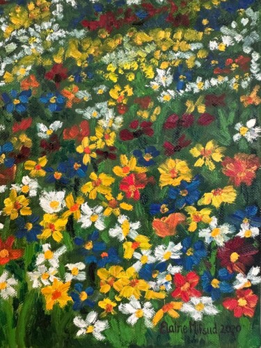 Painting titled "Blooms of Spring" by Elaine Mifsud, Original Artwork, Oil Mounted on artwork_cat.