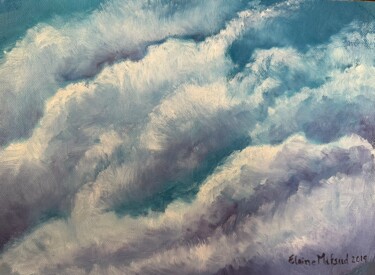 Pintura intitulada "Blue Skies" por Elaine Mifsud, Obras de arte originais, Óleo Montado em Painel de madeira