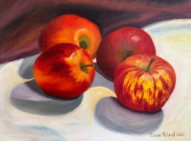 Painting titled "Apples" by Elaine Mifsud, Original Artwork, Oil