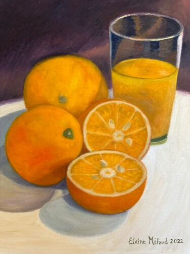 Painting titled "Oranges" by Elaine Mifsud, Original Artwork, Oil