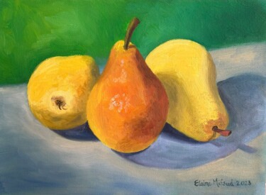 Pintura titulada "Pears" por Elaine Mifsud, Obra de arte original, Oleo Montado en Panel de madera