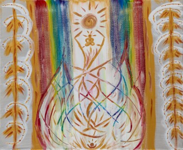 Peinture intitulée "Les Feux Ritueliques" par Elaine St Clair, Œuvre d'art originale, Acrylique Monté sur Châssis en bois