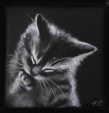 Painting titled "Kitten Grooming" by Elaine Coughlan, Original Artwork, Acrylic