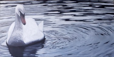 Painting titled "Swan Lake" by Elaine Coughlan, Original Artwork, Acrylic