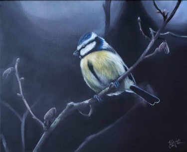 Painting titled "Blue tit" by Elaine Coughlan, Original Artwork, Acrylic