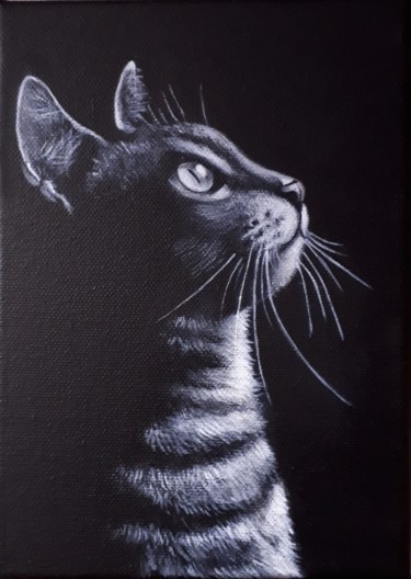 Painting titled "Tabby" by Elaine Coughlan, Original Artwork, Acrylic