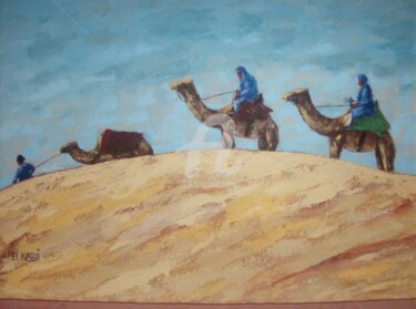 Peinture intitulée "sahara" par Abdallah El Alaoui, Œuvre d'art originale, Huile