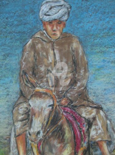 Dessin intitulée "homme sur son ane (…" par Abdallah El Alaoui, Œuvre d'art originale, Autre