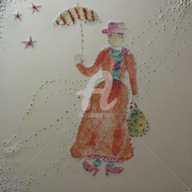 「Mary Poppins vola v…」というタイトルのテキスタイルアート Manuela Meraniによって, オリジナルのアートワーク