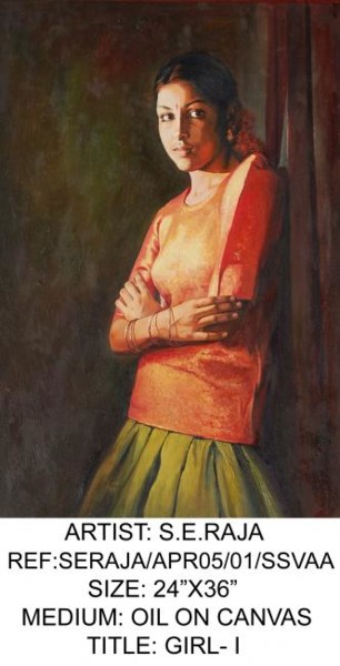 Painting titled "a girl1" by S.Elayaraja, Original Artwork, Oil