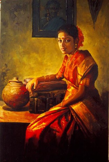Painting titled "women1" by S.Elayaraja, Original Artwork, Oil