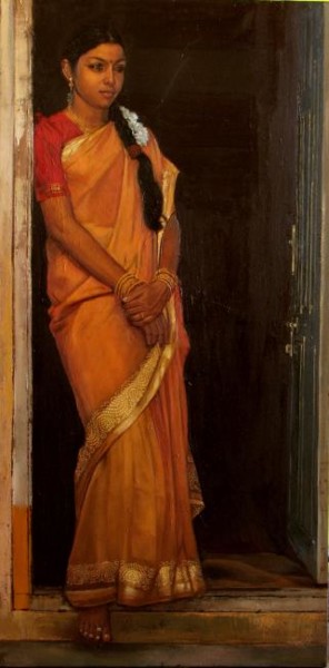 Painting titled "awaiting3" by S.Elayaraja, Original Artwork, Oil