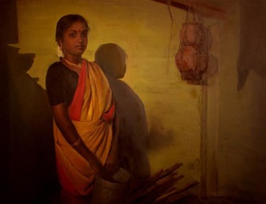 Painting titled "women5" by S.Elayaraja, Original Artwork, Oil