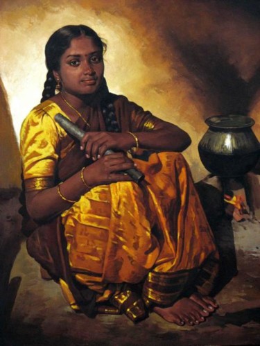 Pittura intitolato "a villege girl" da S.Elayaraja, Opera d'arte originale
