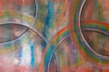 Painting titled "arc en ciel" by Leila El Azzouzi, Original Artwork, Acrylic Mounted on Wood Stretcher frame